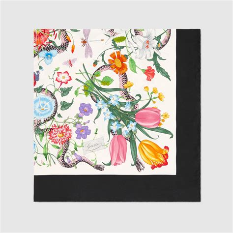 gucci floral embroidered|Gucci scarf snake print.